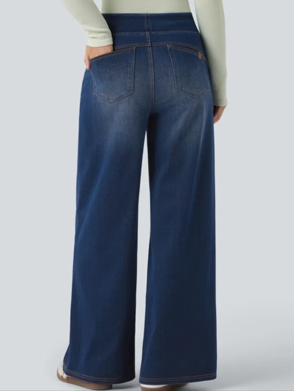 ❤️ NWT! HALARA FLEX DENIM WIDE LEG PULL ON JEANS, 12 - 14 LONG (LARGE TALL) - Picture 2 of 12